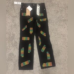 Watson Black Jeans with Colorful Bottle Patches